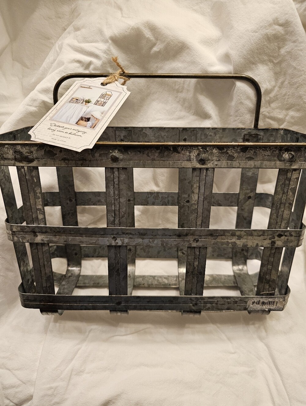 Galvanized Metal Storage Caddy with Handle - Industrial Rustic